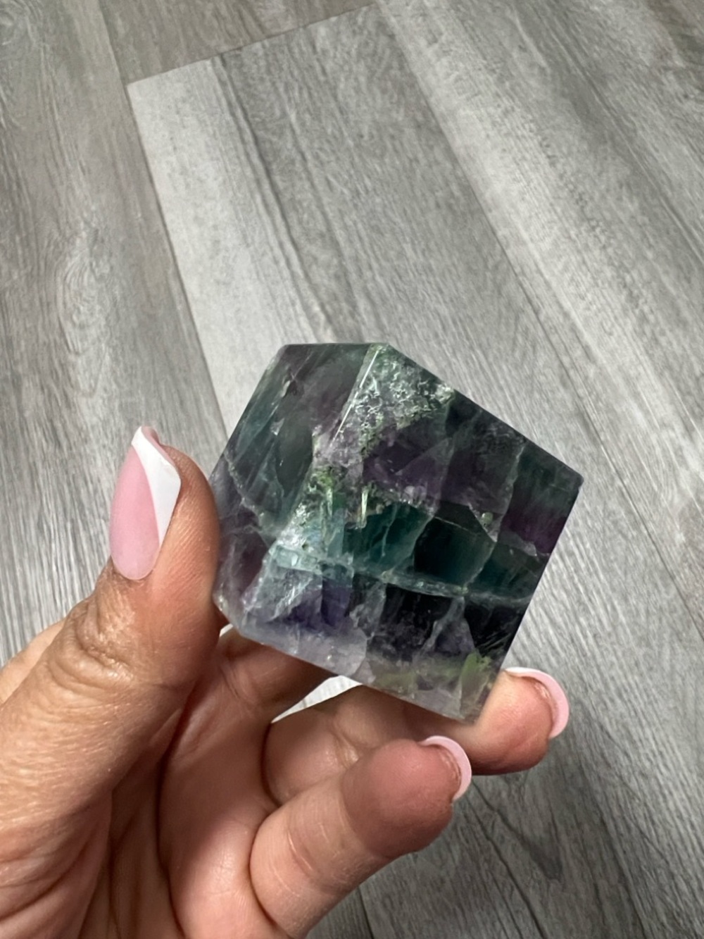 Rainbow Fluorite cube Brand Natural Green & Purple